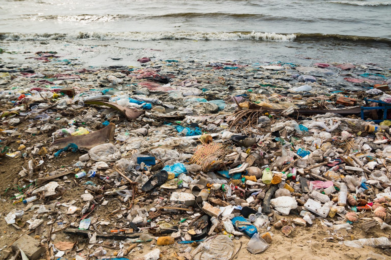 Pollution on the beach in Asia